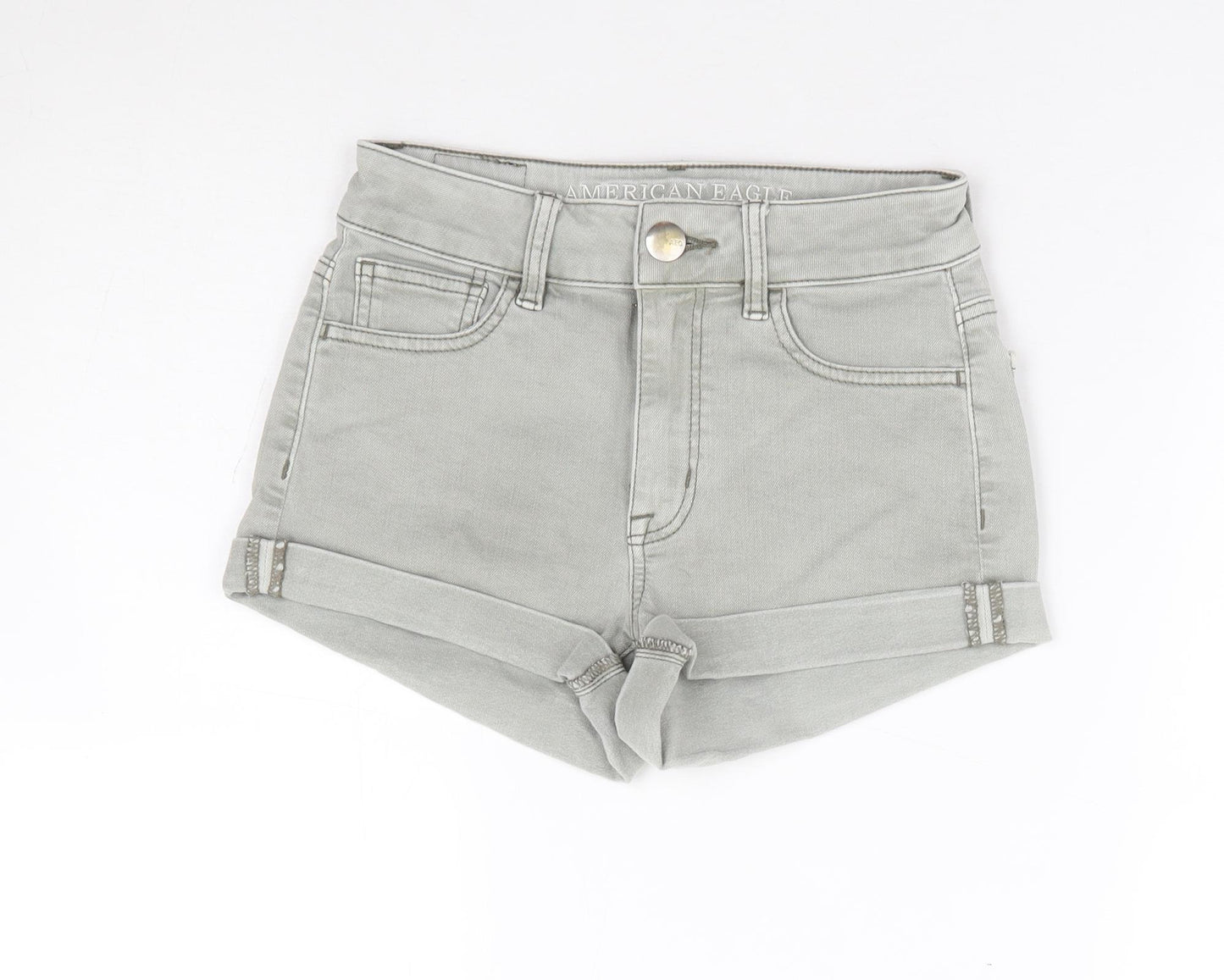 American Eagle Womens Grey Cotton Hot Pants Shorts Size 2 L4 in Regular Zip