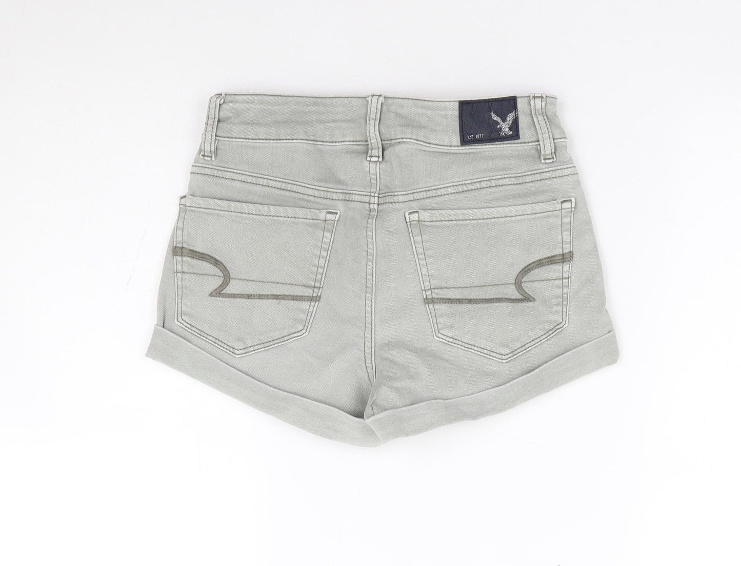 American Eagle Womens Grey Cotton Hot Pants Shorts Size 2 L4 in Regular Zip