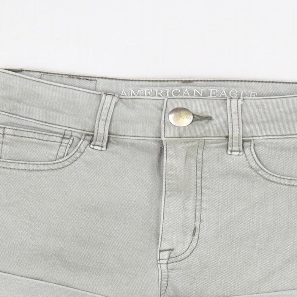 American Eagle Womens Grey Cotton Hot Pants Shorts Size 2 L4 in Regular Zip