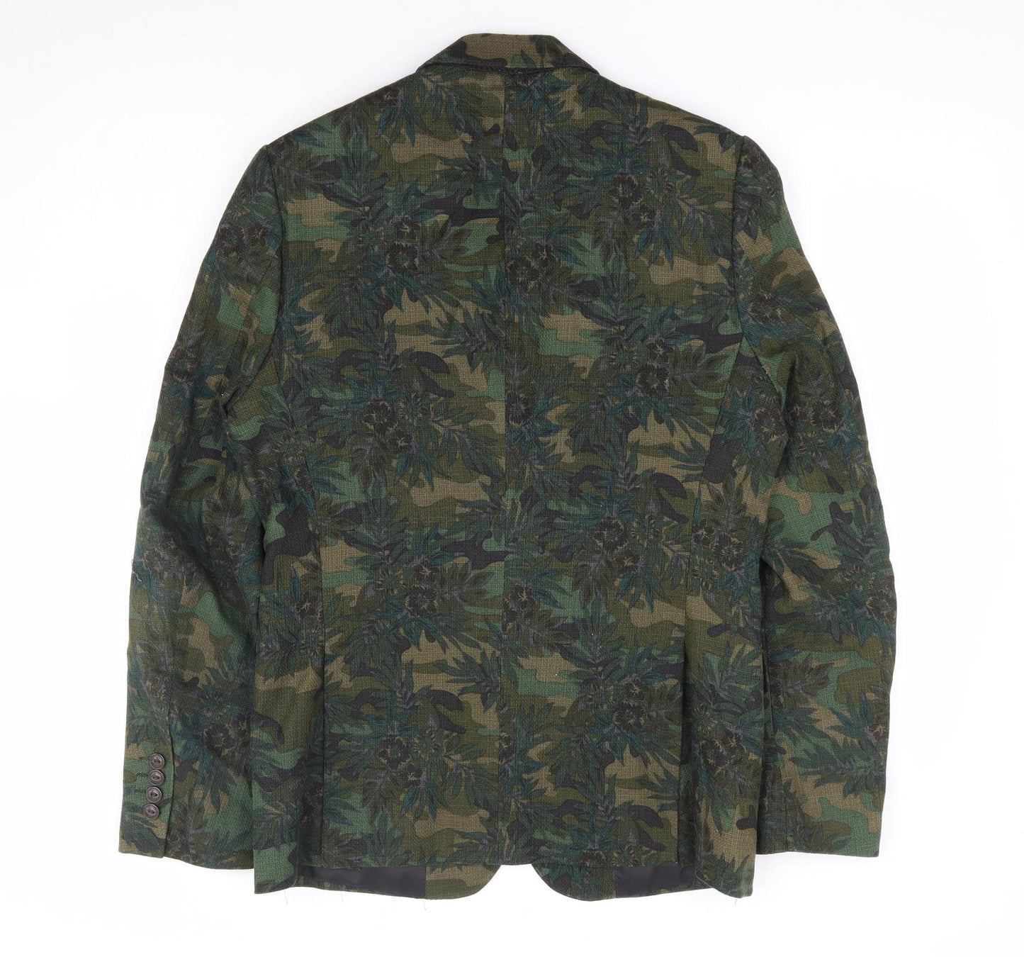 Devil's Advocate Mens Green Floral Linen Jacket Suit Jacket Size 38