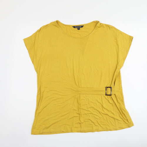 Bonmarché Womens Yellow Viscose Basic Blouse Size 18 Round Neck