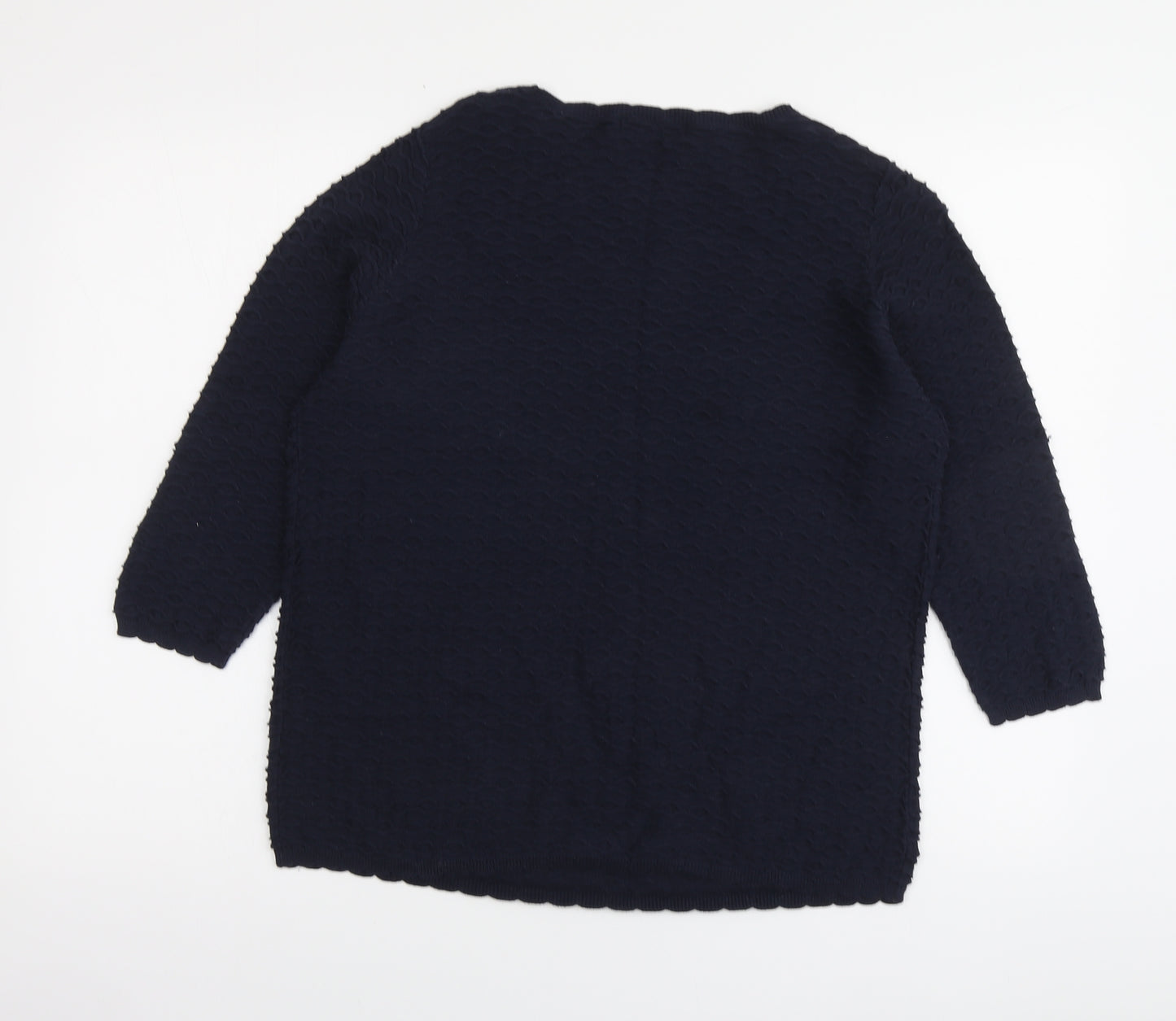 Bonmarché Womens Blue Round Neck Cotton Pullover Jumper Size 16