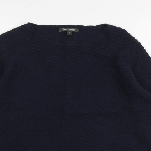 Bonmarché Womens Blue Round Neck Cotton Pullover Jumper Size 16