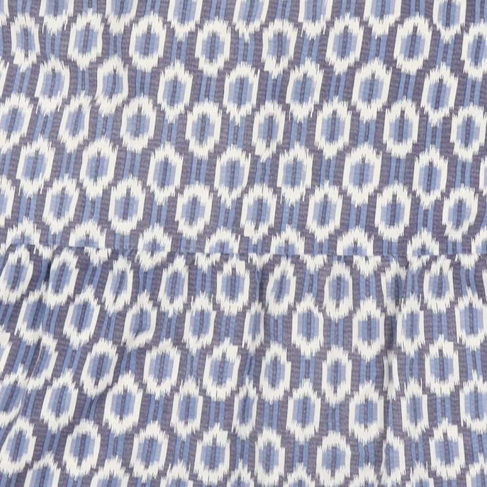 F&F Womens Blue Geometric Cotton Basic Blouse Size 18 Round Neck