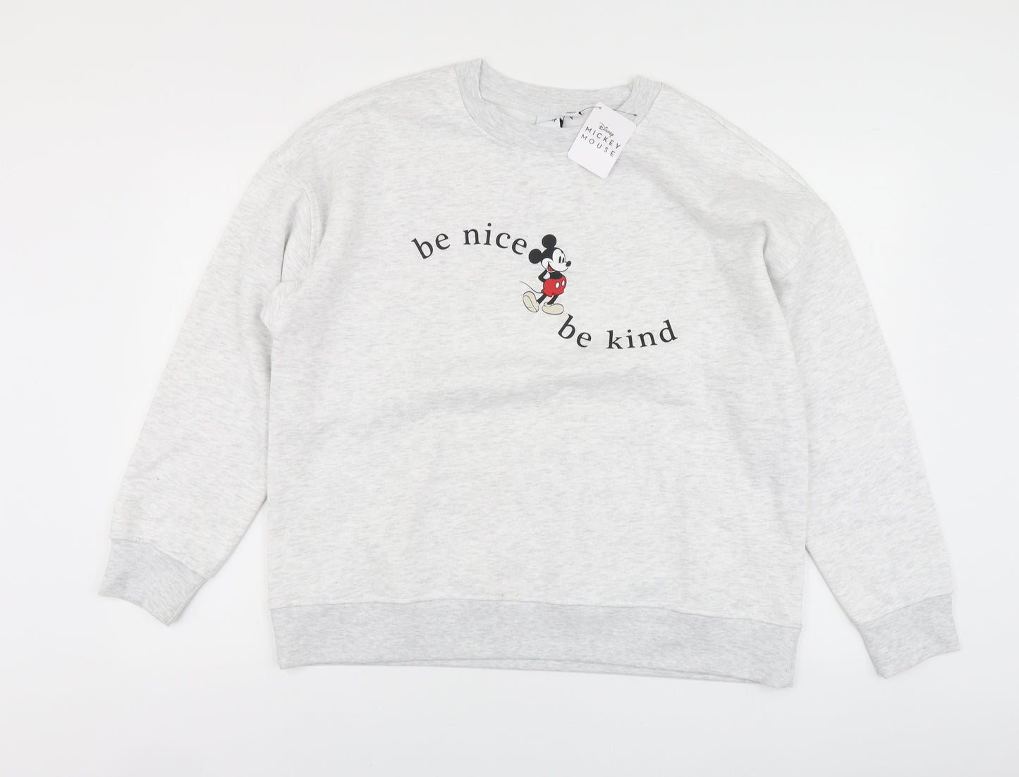 Primark Womens Grey Polyester Pullover Sweatshirt Size L - Mickey Mouse