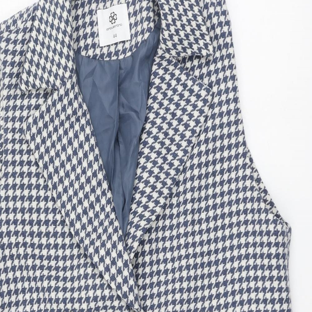 Encuentro Womens Blue Herringbone Gilet Jacket Size 44 Button