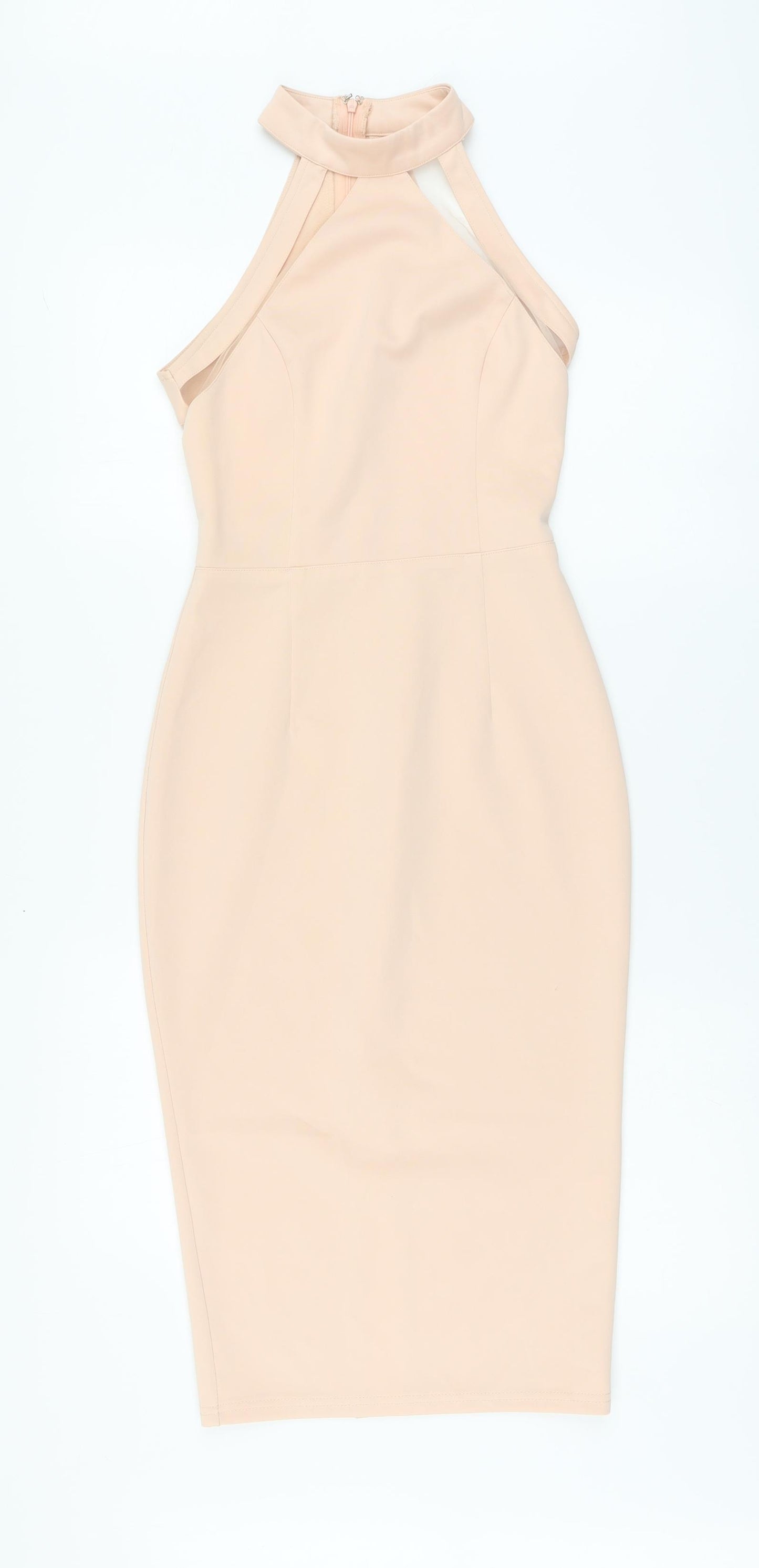 Pink Boutique Womens Pink Polyester A-Line Size 8 Halter Zip