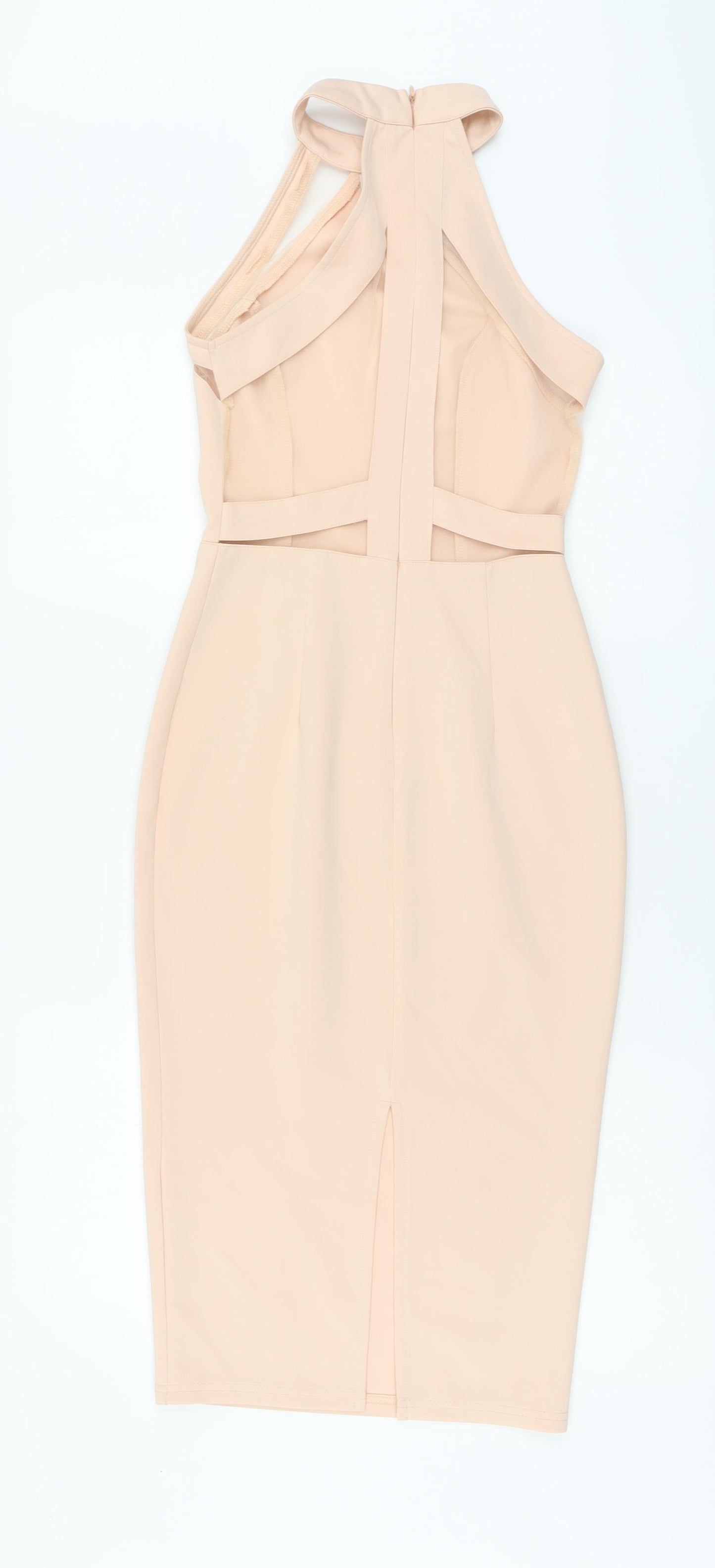 Pink Boutique Womens Pink Polyester A-Line Size 8 Halter Zip