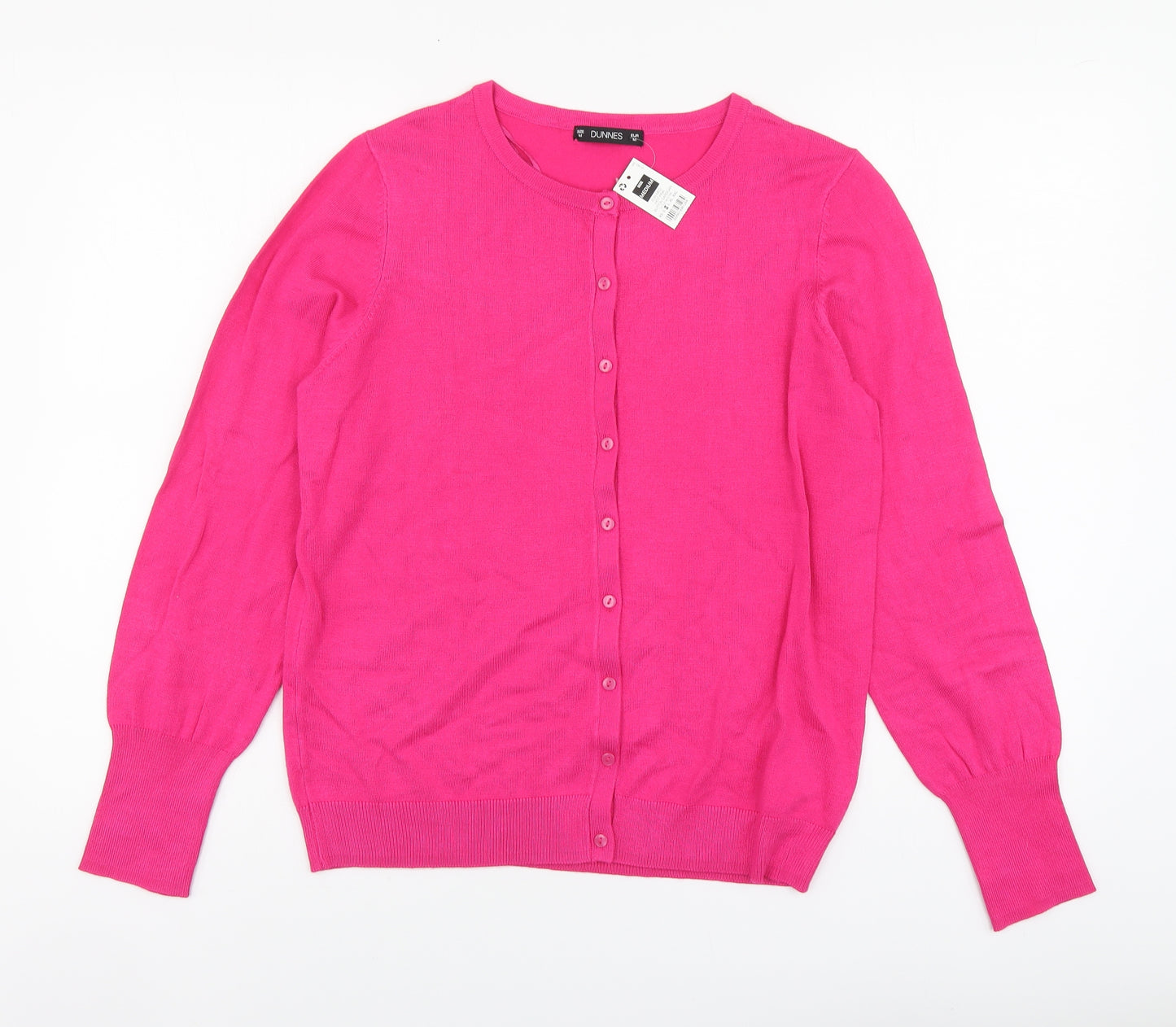 Dunnes Stores Womens Pink Round Neck Viscose Cardigan Jumper Size M