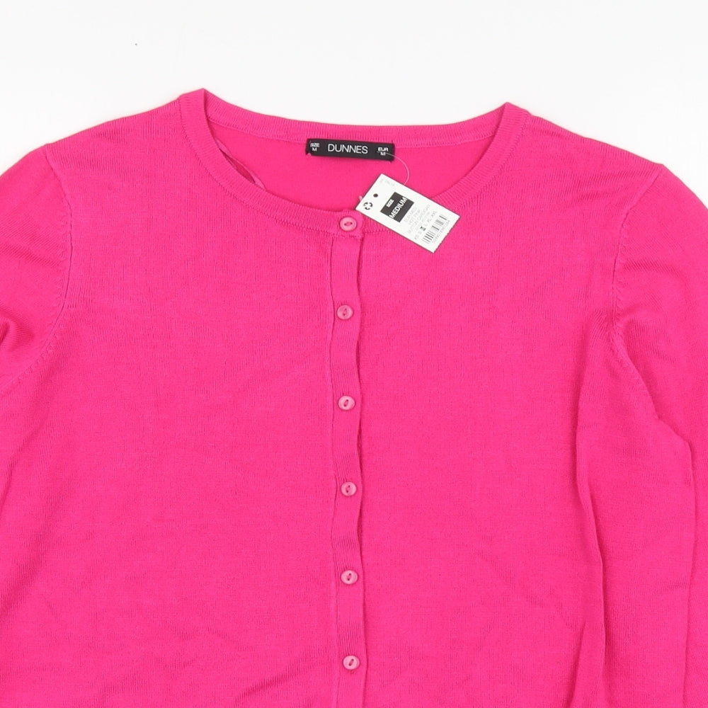 Dunnes Stores Womens Pink Round Neck Viscose Cardigan Jumper Size M