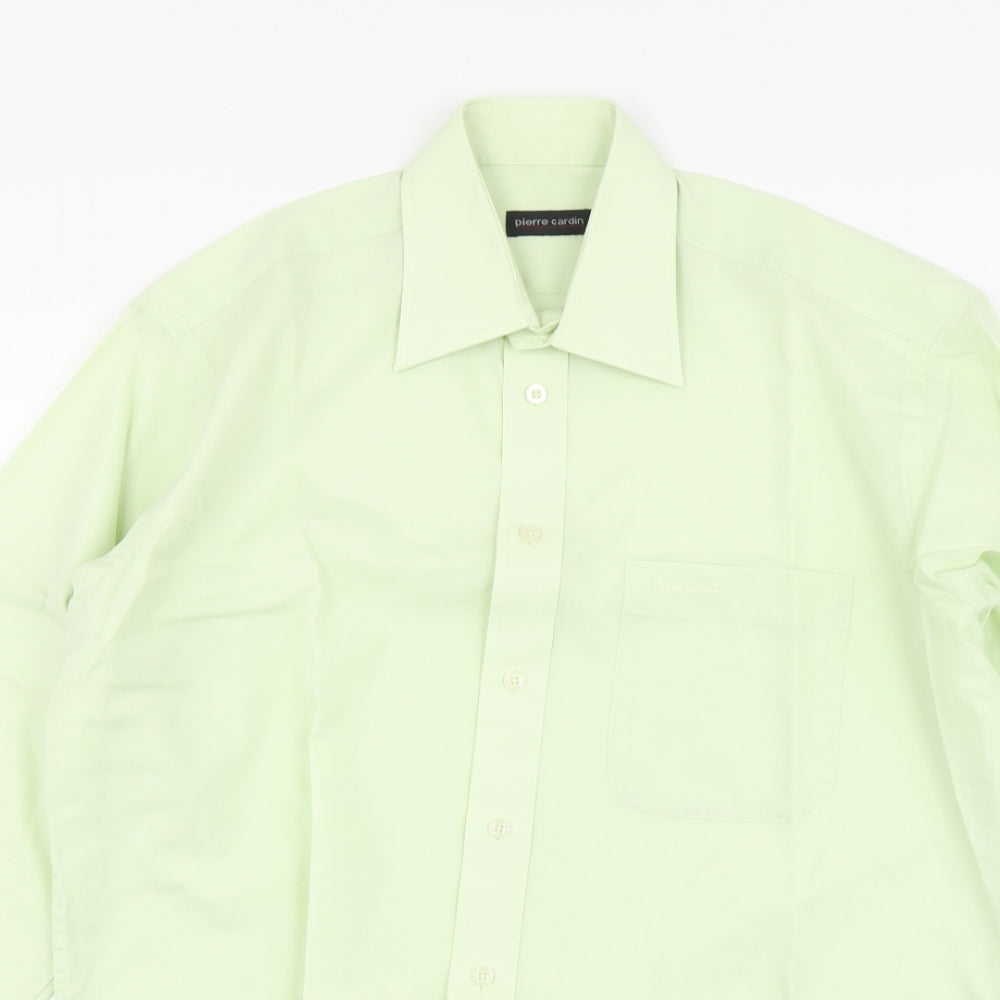 Pierre Cardin Mens Green Polyester Button-Up Size 15 Collared