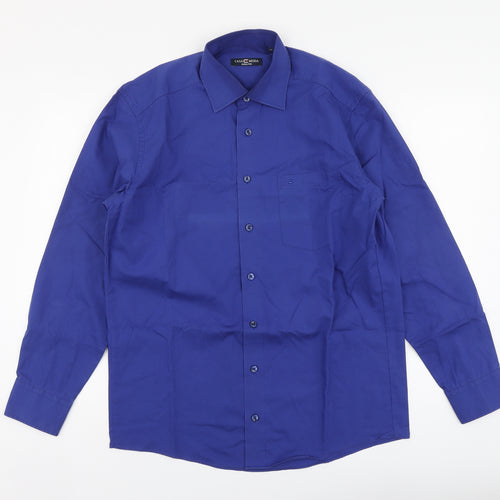 Casa Moda Mens Blue Cotton Button-Up Size 40 Collared