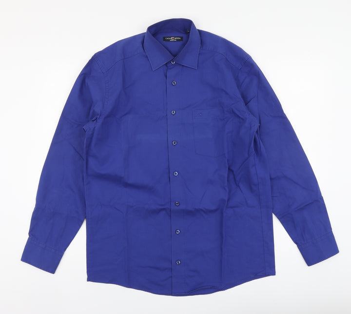 Casa Moda Mens Blue Cotton Button-Up Size 40 Collared