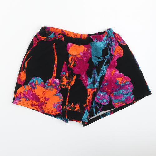 Quiz Womens Black Floral Polyester Chino Shorts Size 6 L12 in Regular