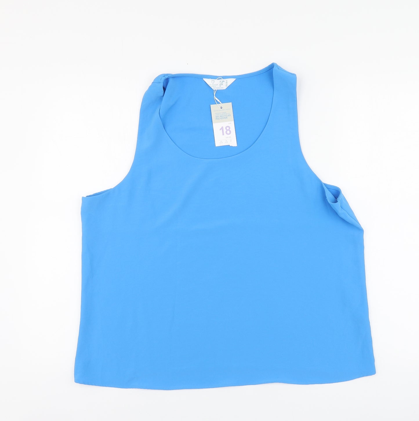 Primark Womens Blue Polyester Basic Tank Size 18 Round Neck