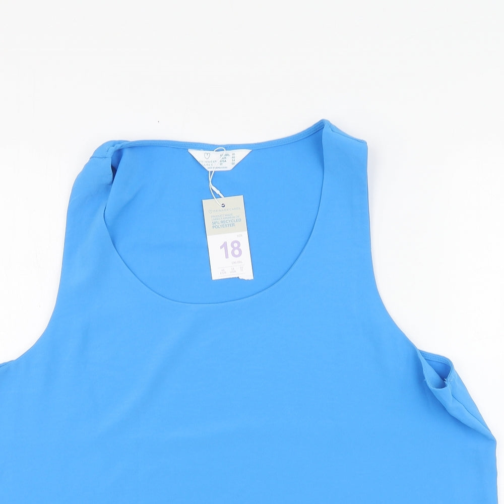 Primark Womens Blue Polyester Basic Tank Size 18 Round Neck