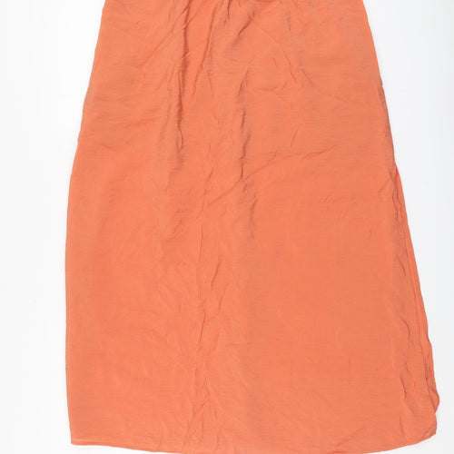 H&M Womens Orange Polyester A-Line Skirt Size M