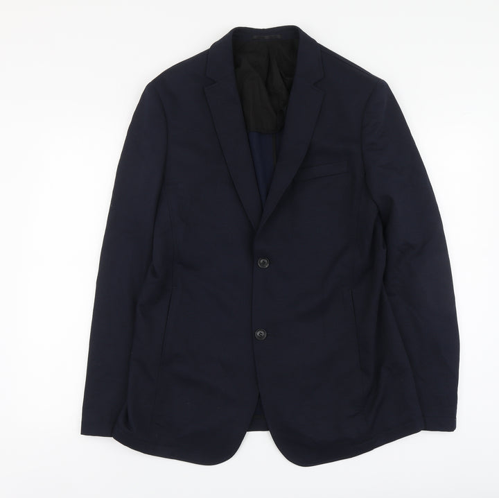Topman Mens Blue Nylon Jacket Suit Jacket Size 40