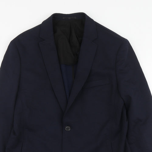 Topman Mens Blue Nylon Jacket Suit Jacket Size 40