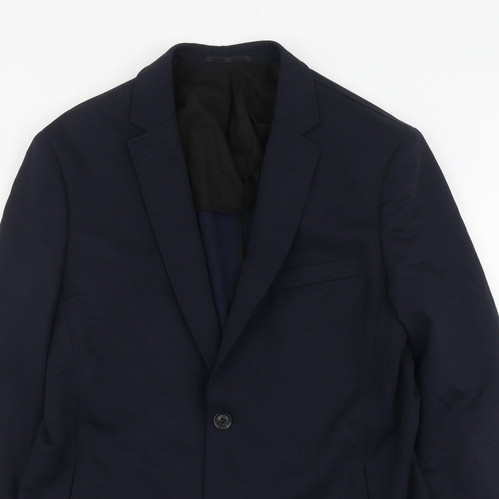 Topman Mens Blue Nylon Jacket Suit Jacket Size 40
