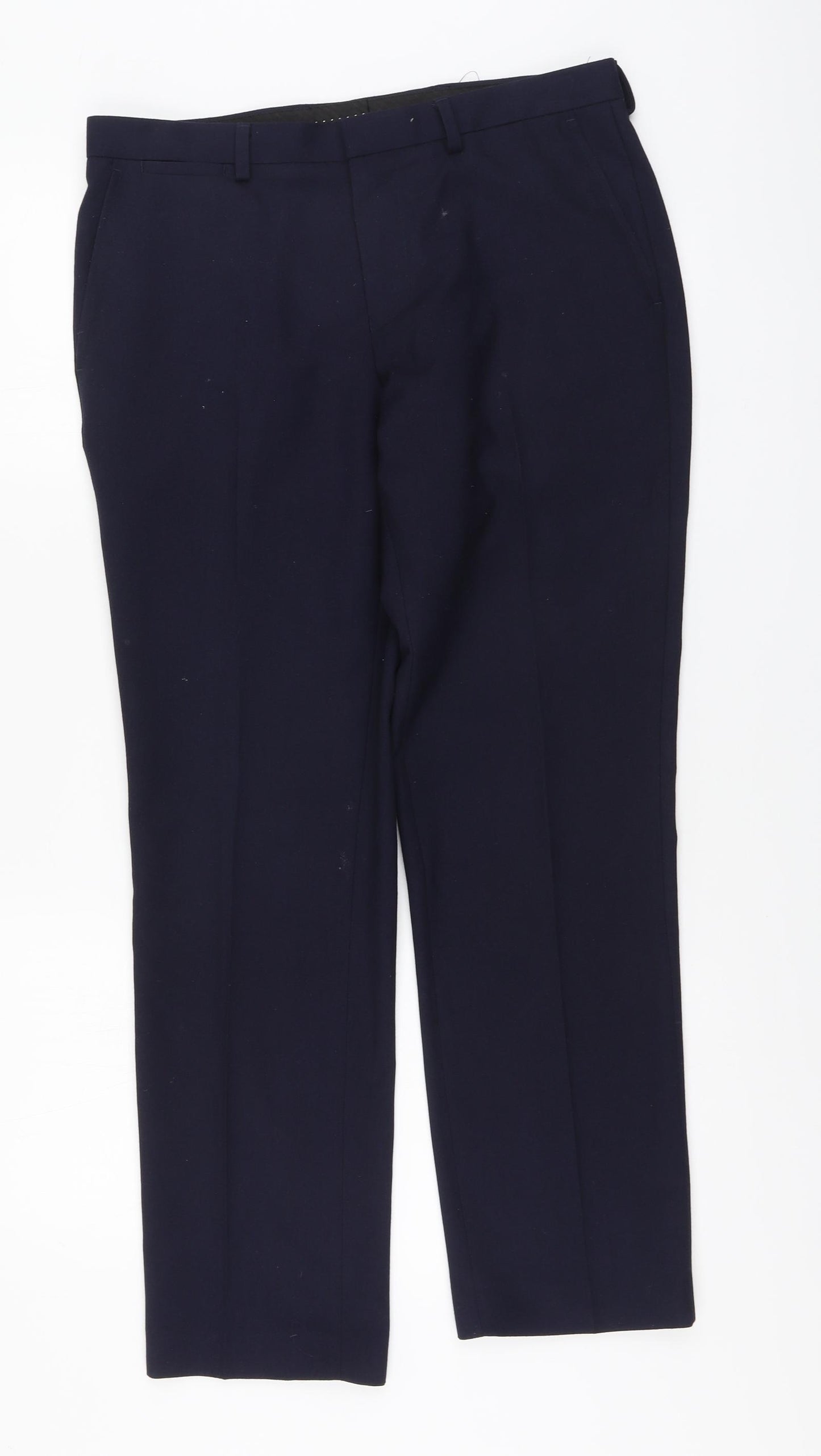 Burton Menswear Mens Blue Polyester Chino Trousers Size 32 L29 in Regular Button