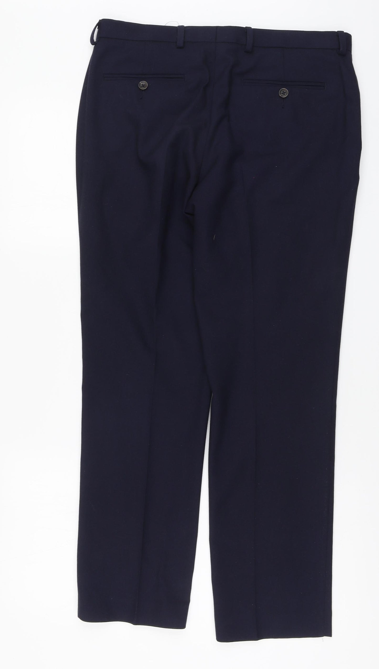Burton Menswear Mens Blue Polyester Chino Trousers Size 32 L29 in Regular Button