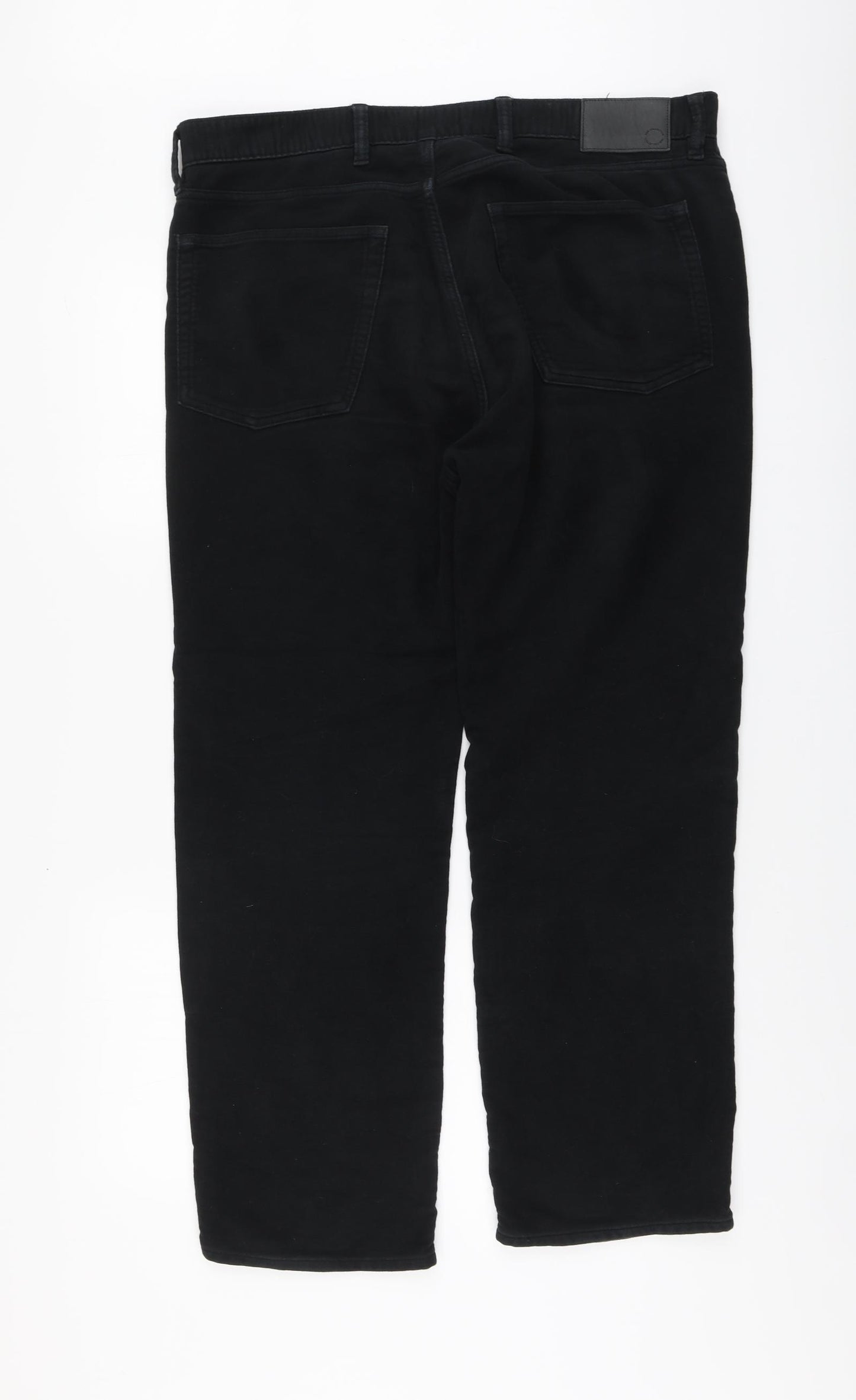Marks and Spencer Mens Black Cotton Straight Jeans Size 38 L28 in Regular Button