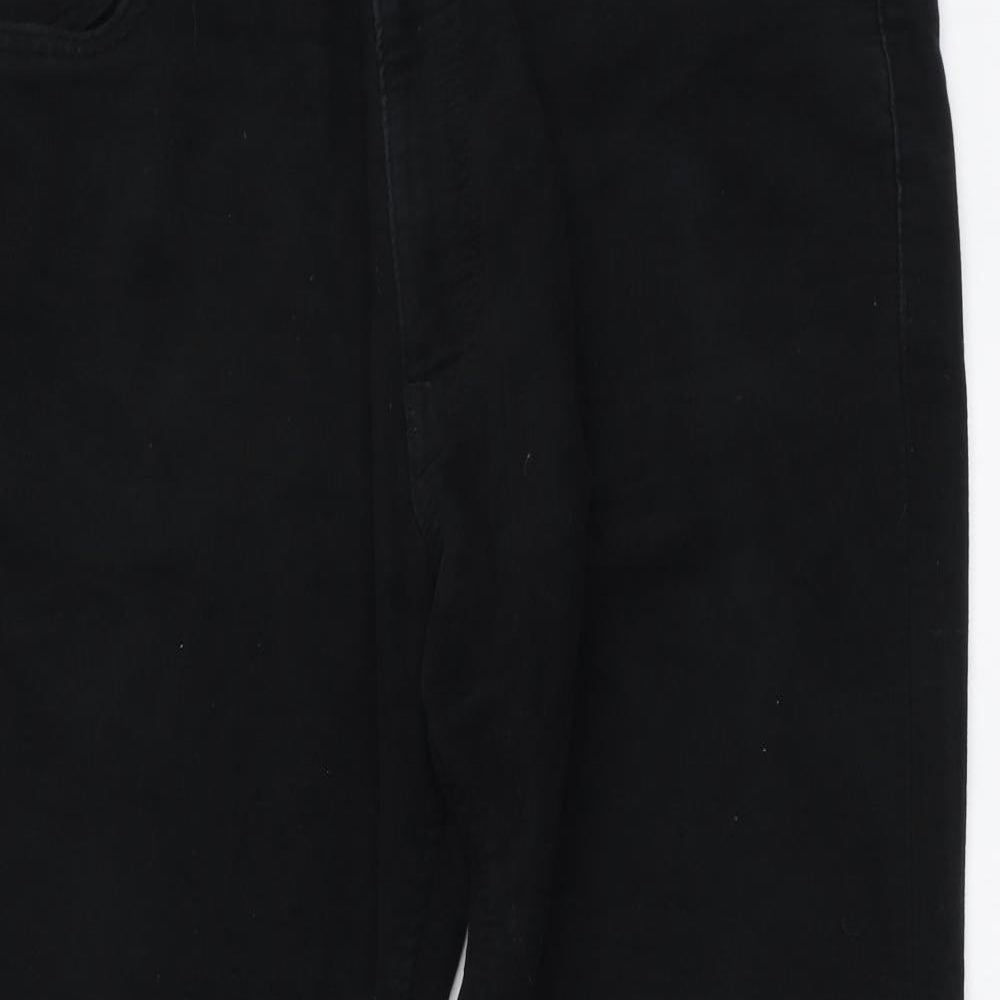 Marks and Spencer Mens Black Cotton Straight Jeans Size 38 L28 in Regular Button