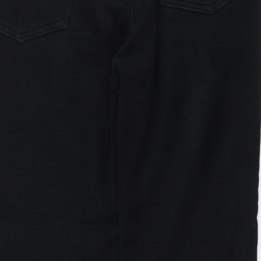 Marks and Spencer Mens Black Cotton Straight Jeans Size 38 L28 in Regular Button