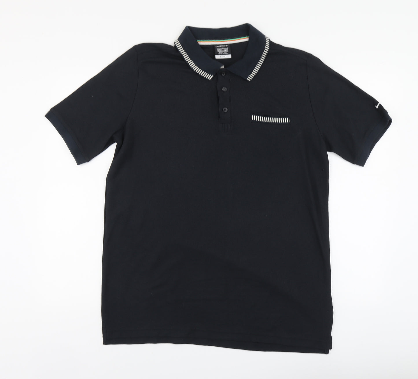 Nike Mens Black Cotton Polo Size L Collared