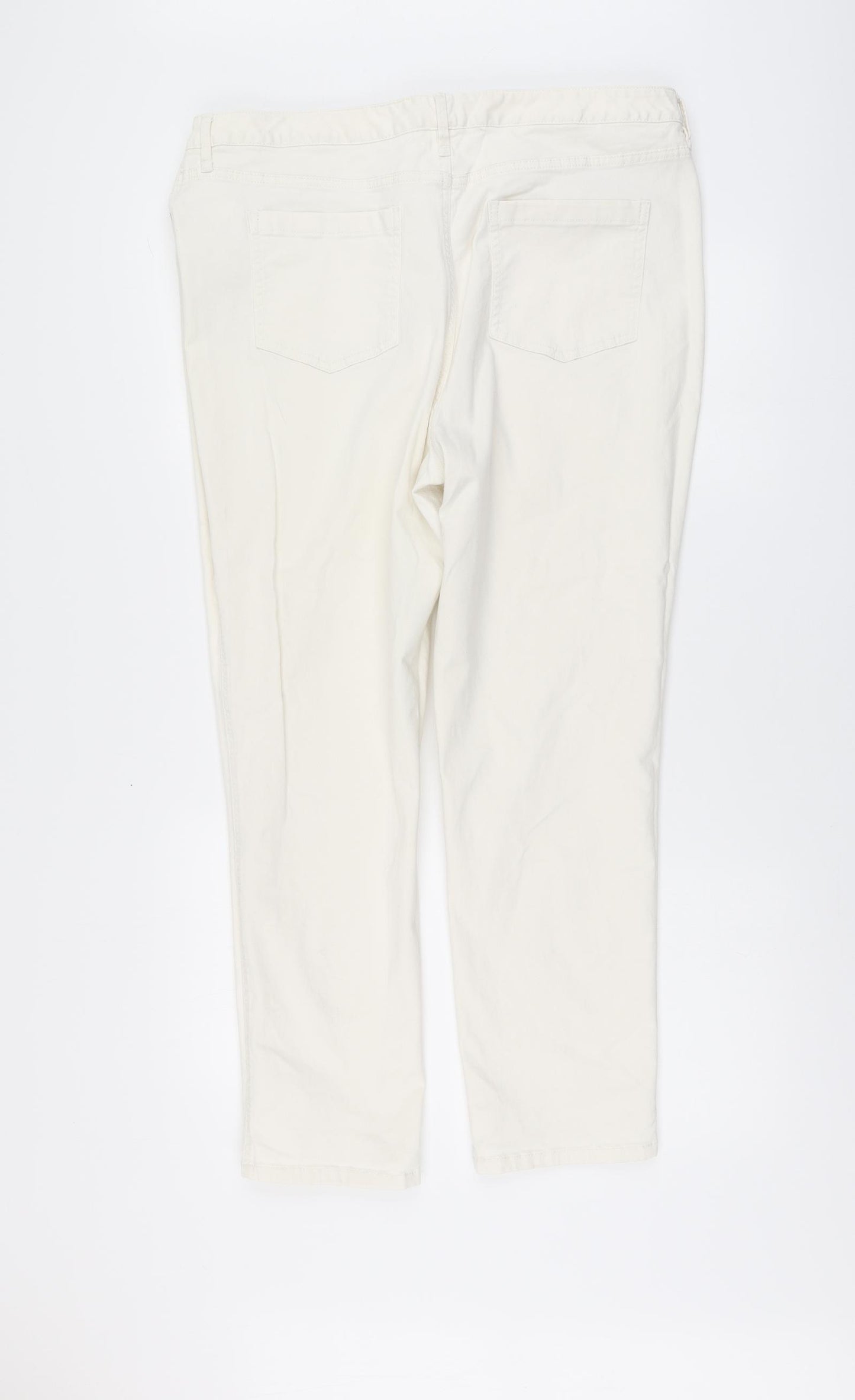 F&F Womens Ivory Polyester Straight Jeans Size 20 L27 in Regular Button