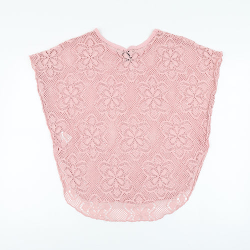 Izabel Womens Pink Floral Polyester Basic T-Shirt Size 10 Round Neck