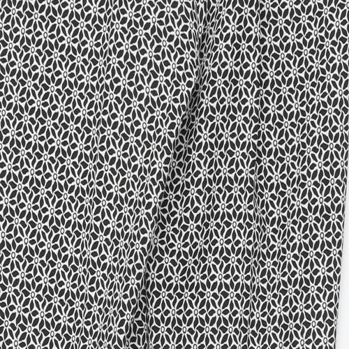 F&F Womens Black Floral Polyester Chino Trousers Size 8 L27 in Regular Zip