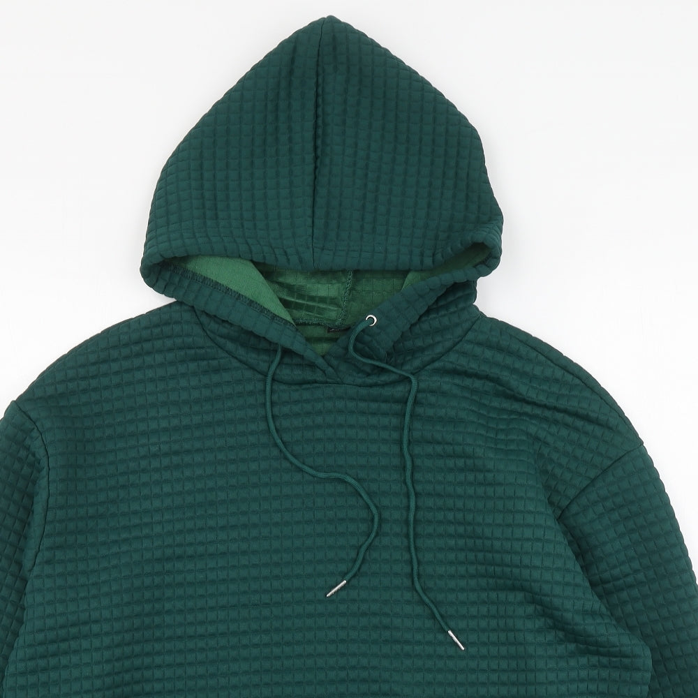SheIn Mens Green Polyester Pullover Hoodie Size L