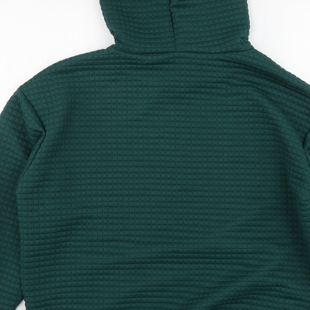 SheIn Mens Green Polyester Pullover Hoodie Size L