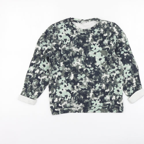 name it Girls Green Floral Cotton Basic Blouse Size 9-10 Years Round Neck