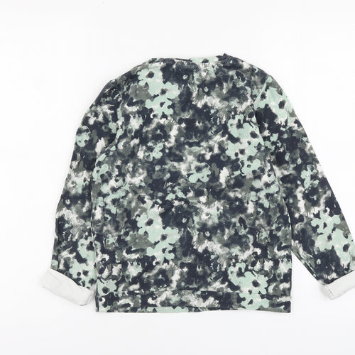 name it Girls Green Floral Cotton Basic Blouse Size 9-10 Years Round Neck