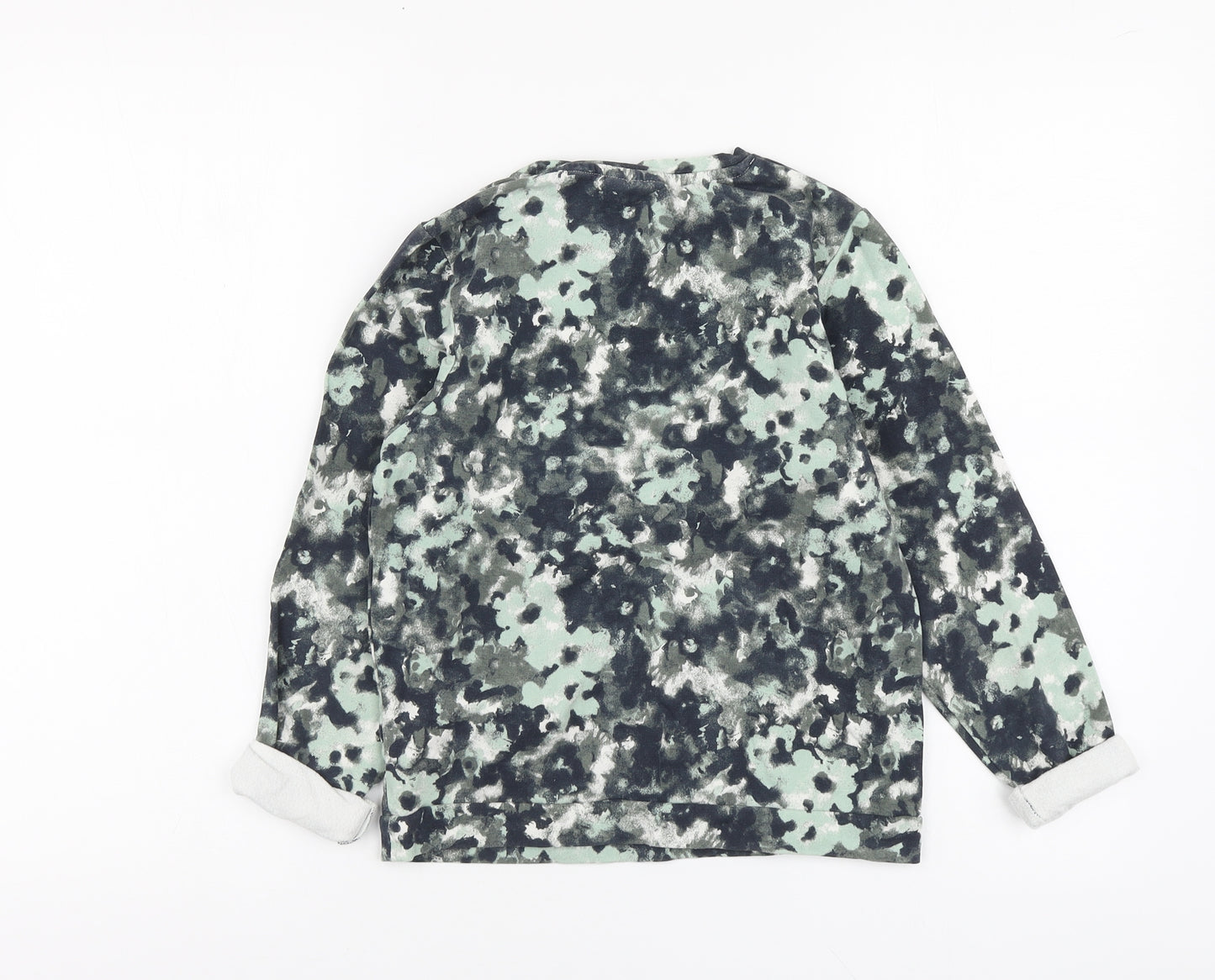 name it Girls Green Floral Cotton Basic Blouse Size 9-10 Years Round Neck