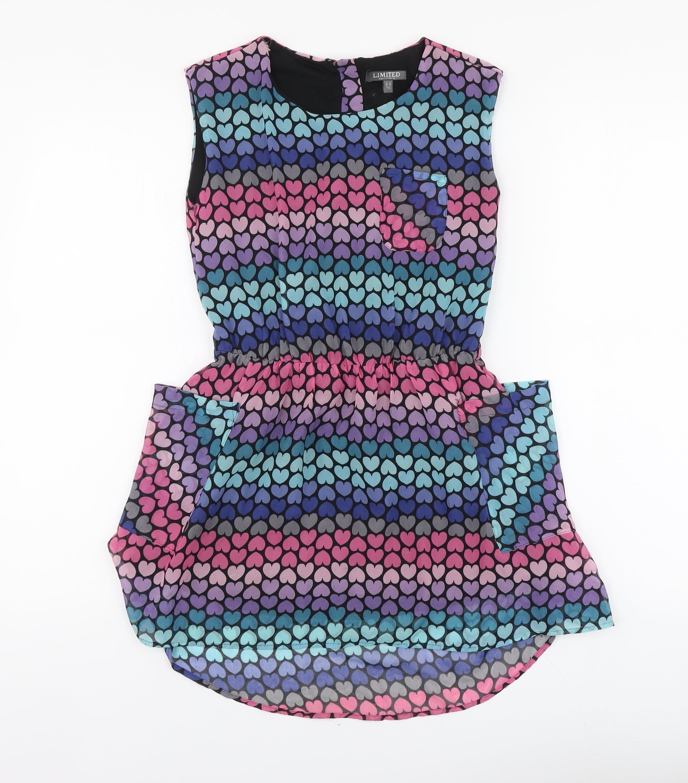 Limited Collection Girls Multicoloured Geometric Polyester A-Line Size 8-9 Years Round Neck Zip - Heart