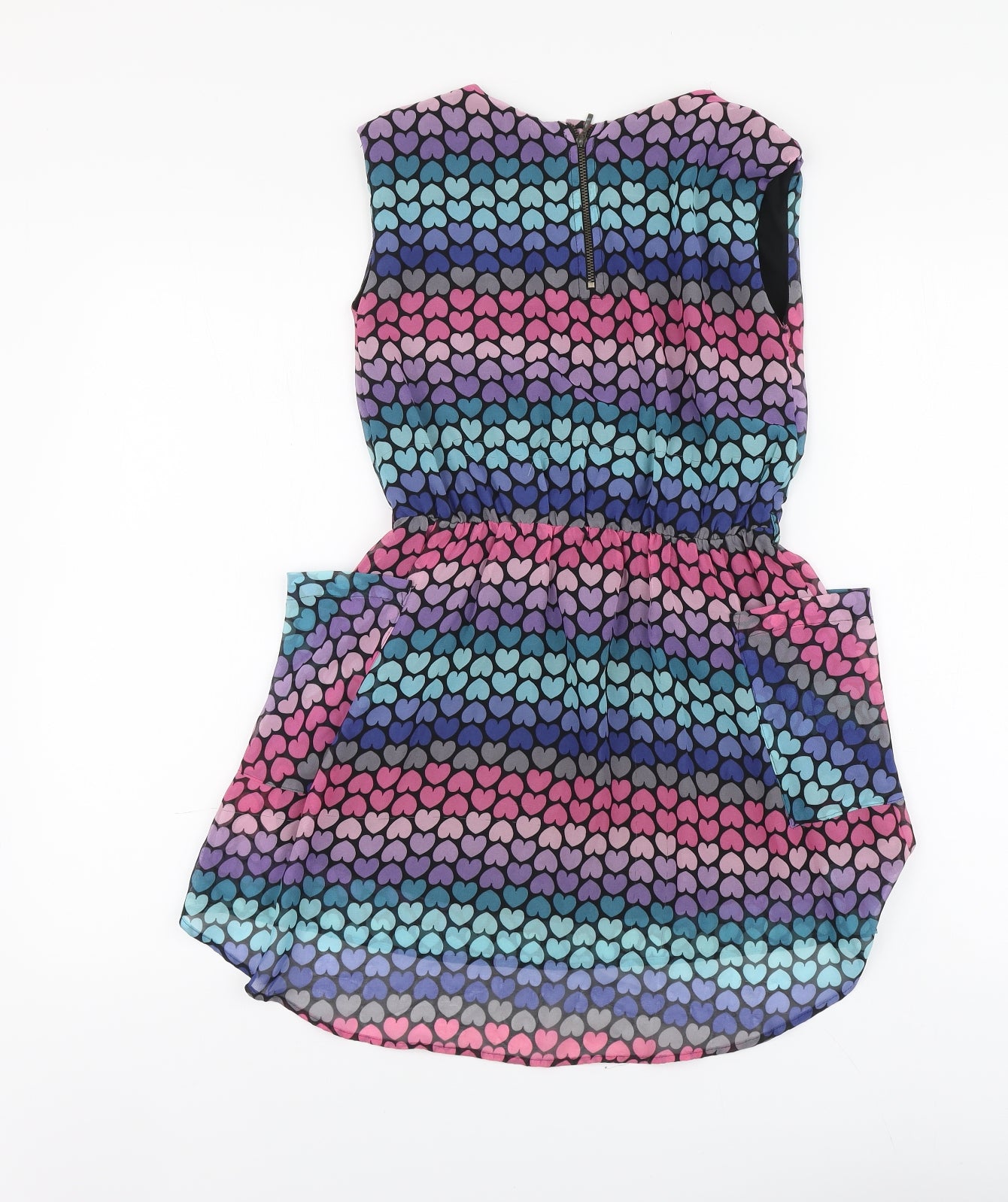 Limited Collection Girls Multicoloured Geometric Polyester A-Line Size 8-9 Years Round Neck Zip - Heart