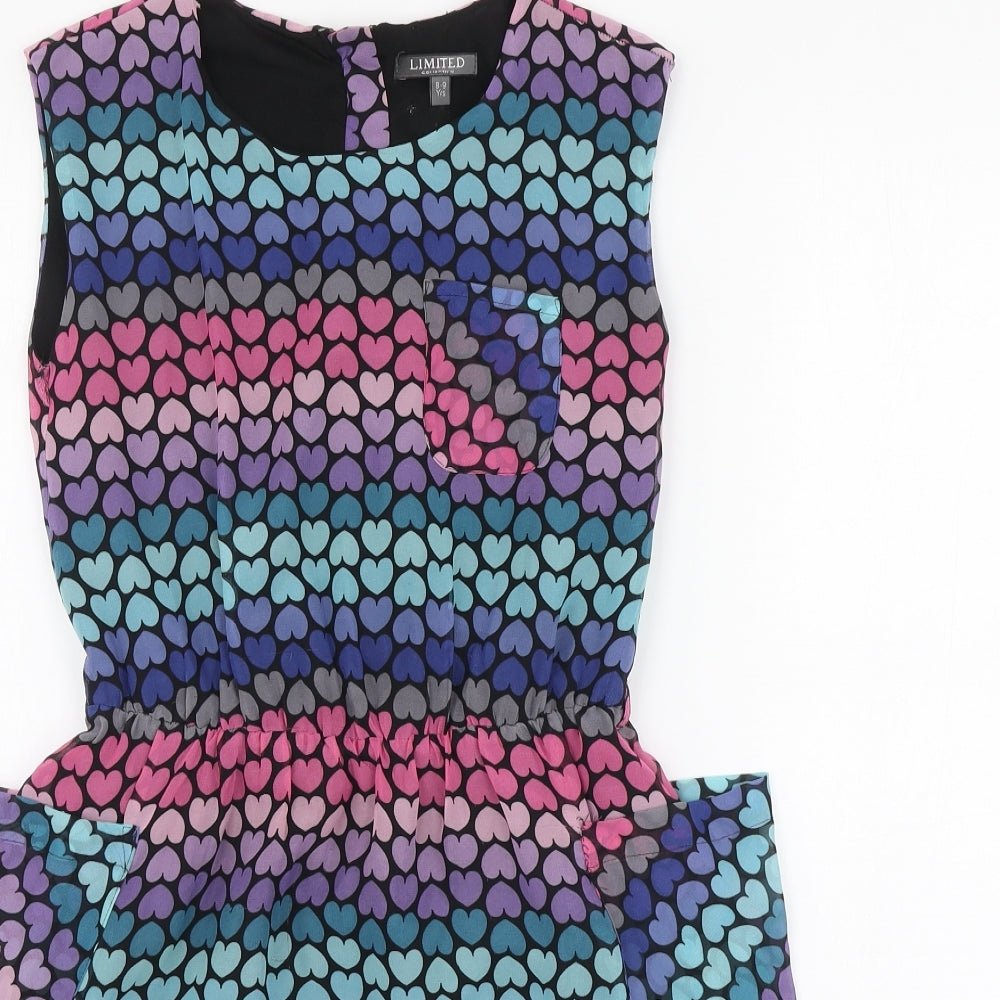 Limited Collection Girls Multicoloured Geometric Polyester A-Line Size 8-9 Years Round Neck Zip - Heart