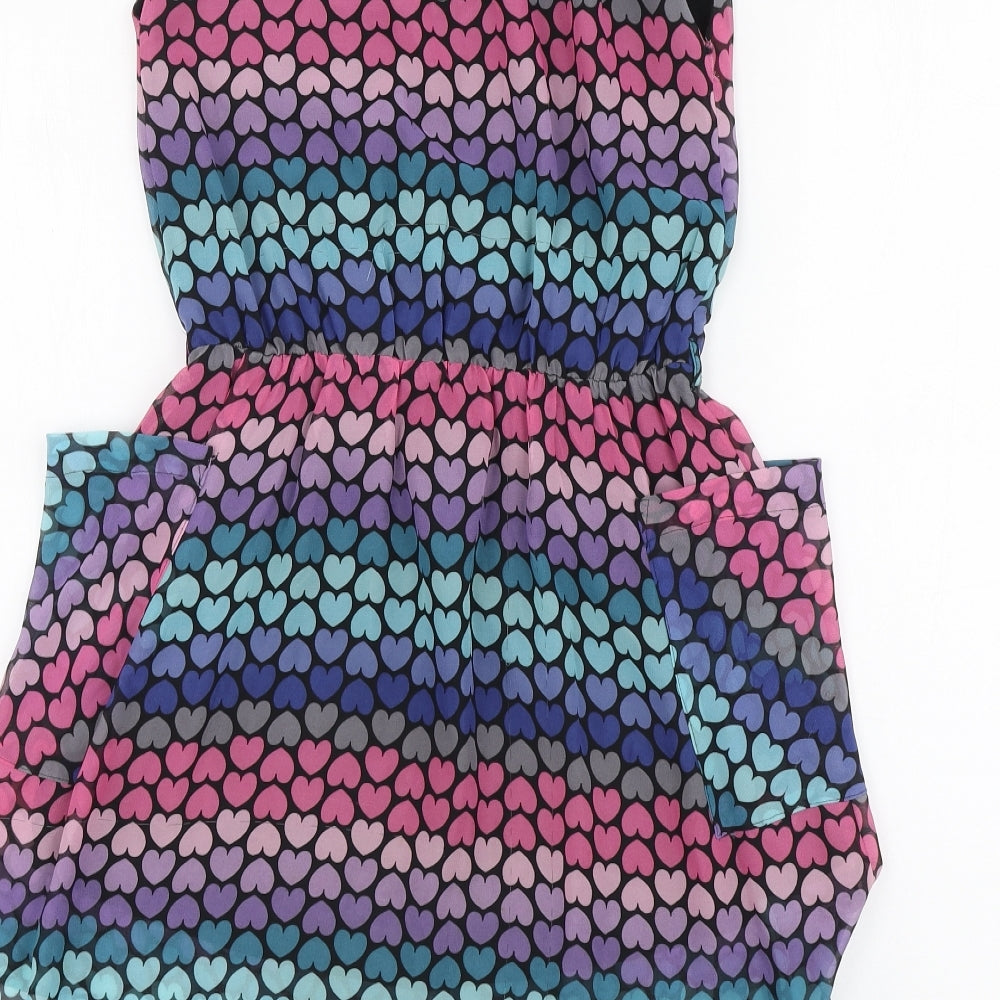 Limited Collection Girls Multicoloured Geometric Polyester A-Line Size 8-9 Years Round Neck Zip - Heart