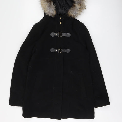 B.You Womens Black Pea Coat Coat Size 10 Button