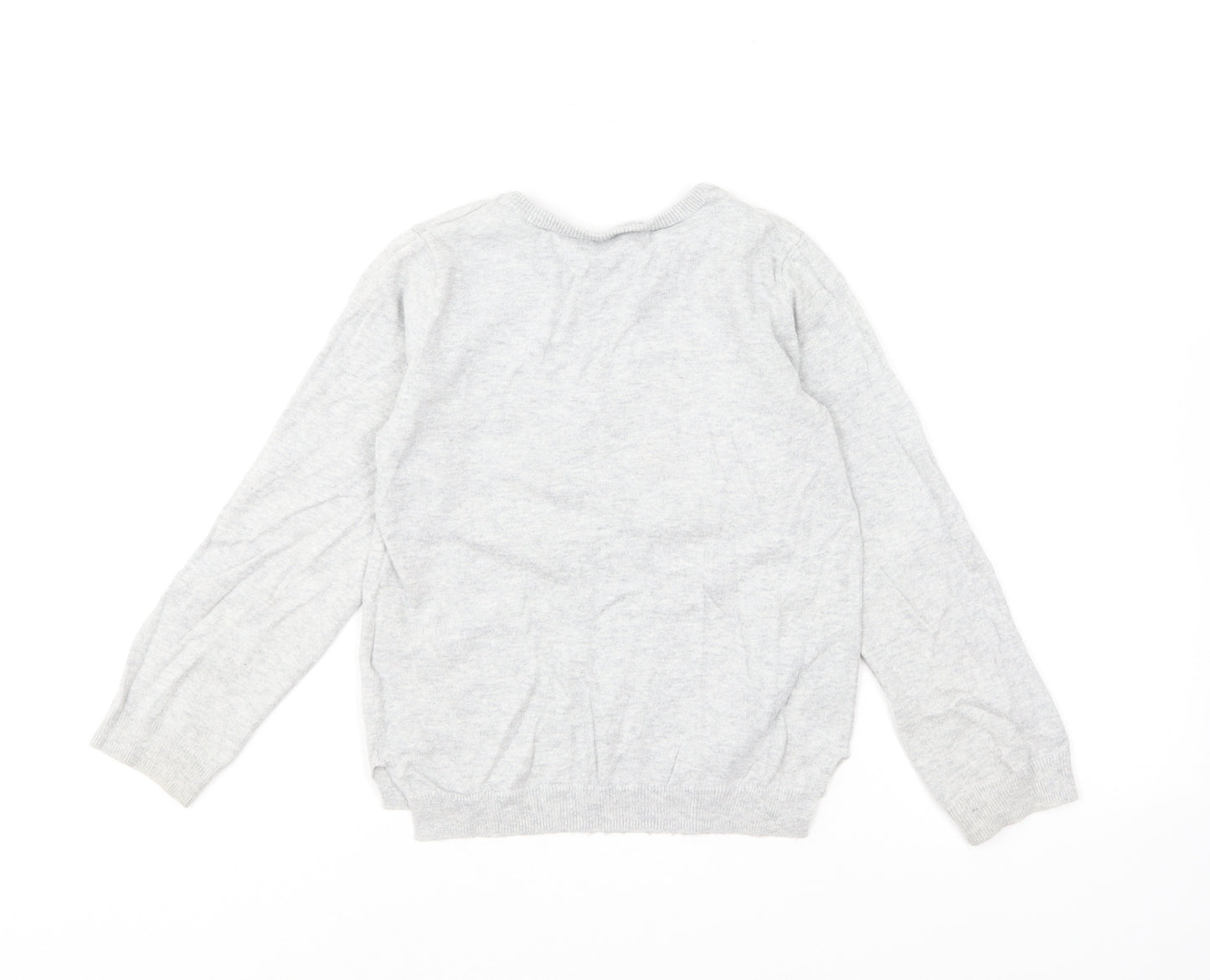 H&M Girls Grey Round Neck Cotton Pullover Jumper Size 5-6 Years Pullover - Cat & Rabbit
