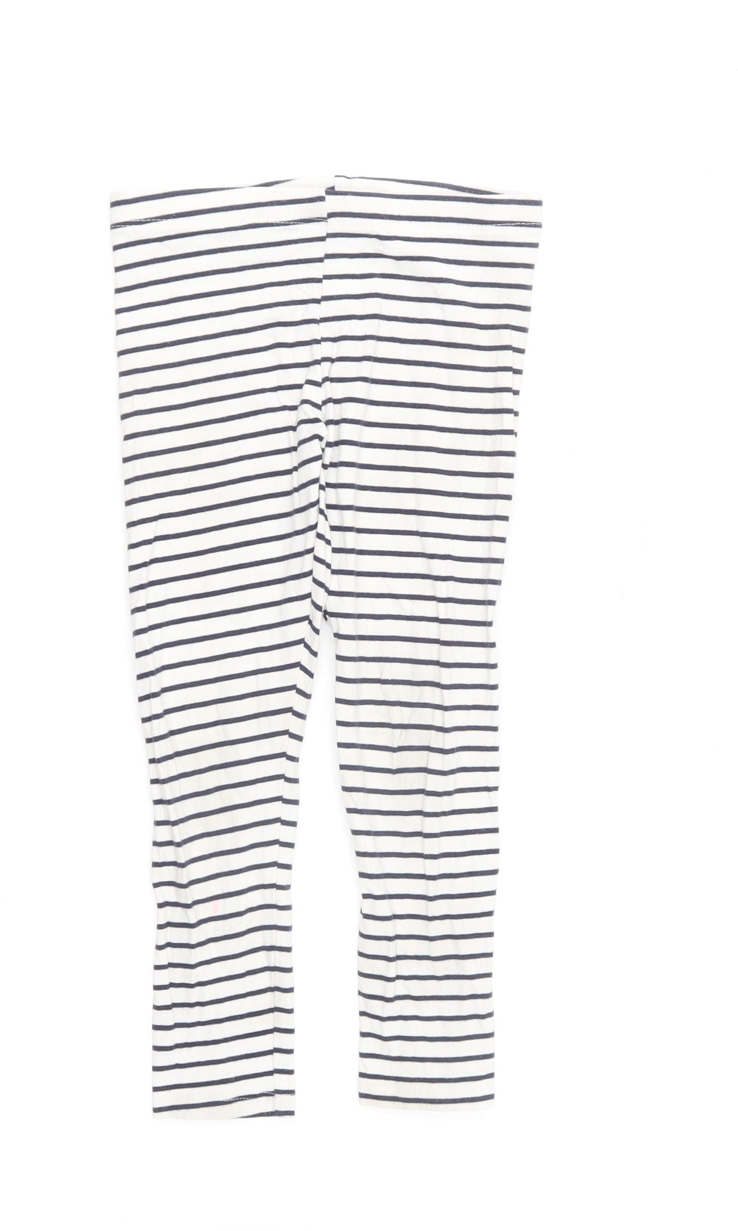F&F Girls Blue Striped Cotton Jogger Trousers Size 4-5 Years Regular Pullover