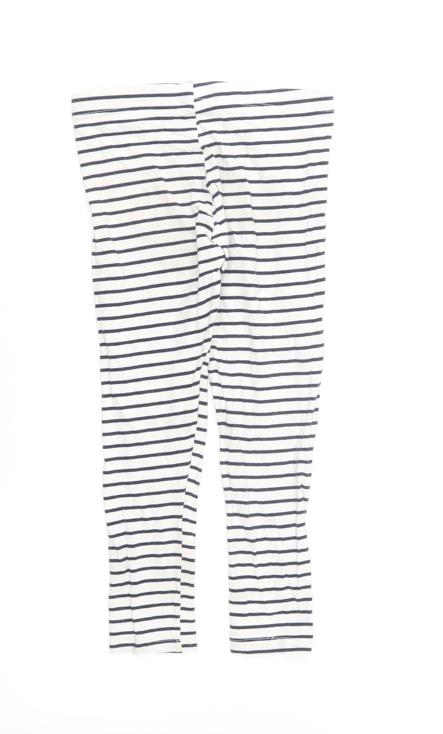 F&F Girls Blue Striped Cotton Jogger Trousers Size 4-5 Years Regular Pullover