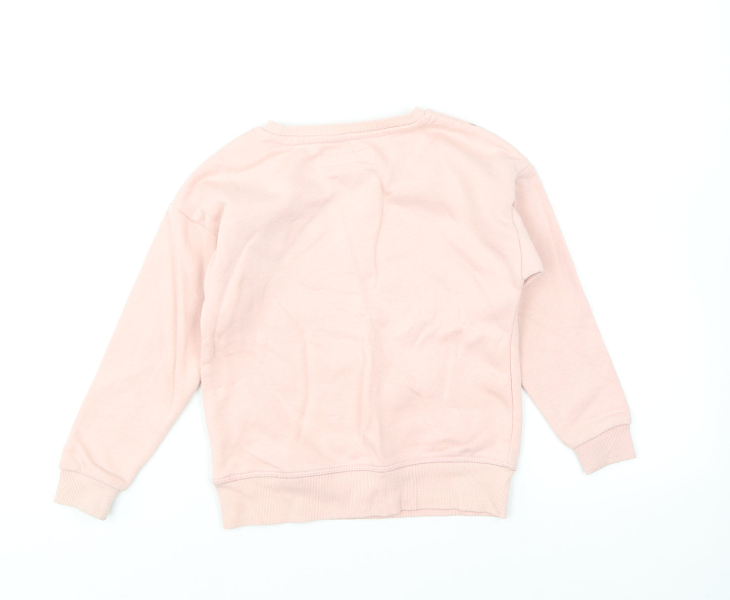 Primark Girls Pink Cotton Pullover Sweatshirt Size 5-6 Years Pullover - Happy