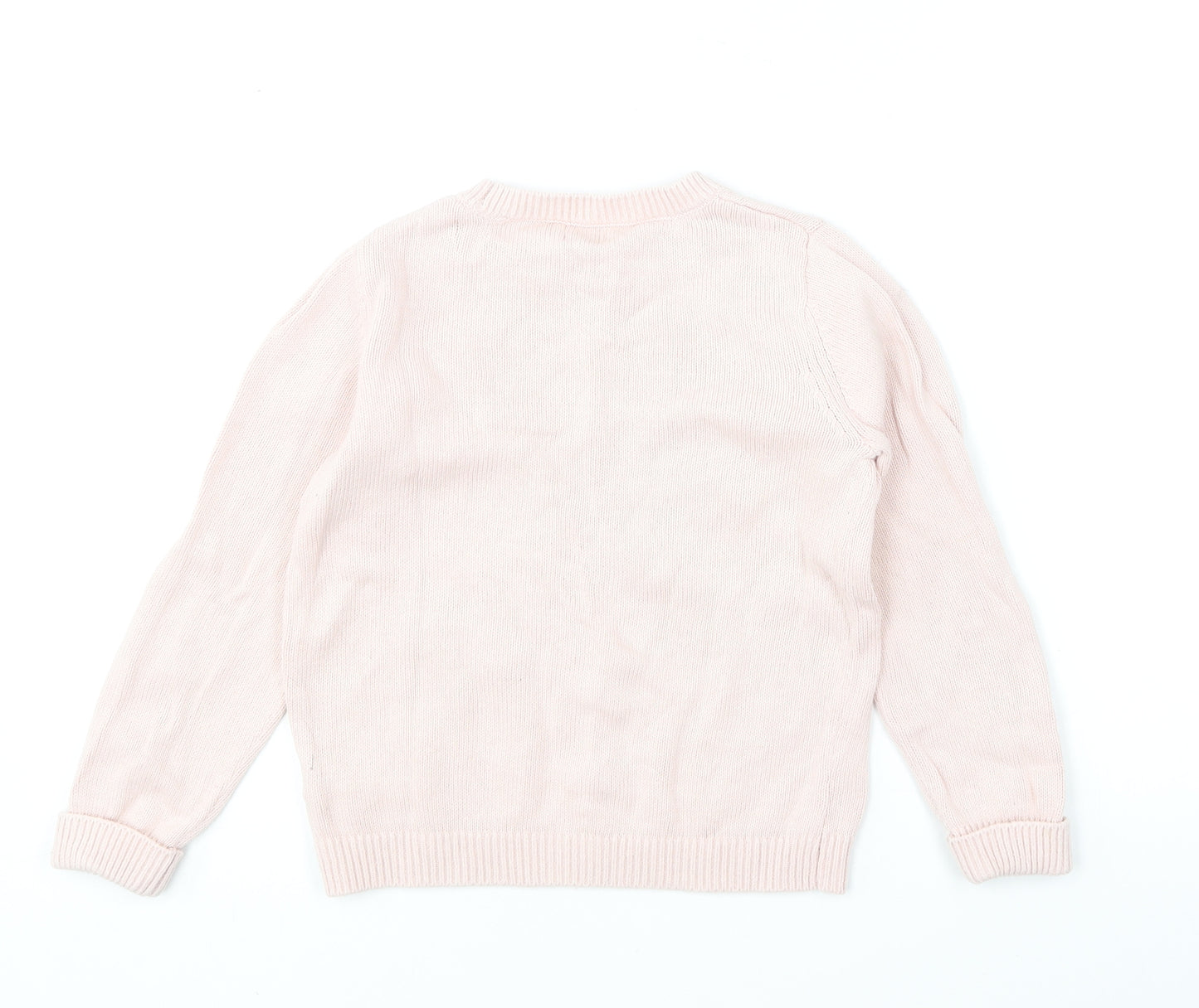 F&F Girls Pink Round Neck Cotton Pullover Jumper Size 5-6 Years Pullover - Unicorn