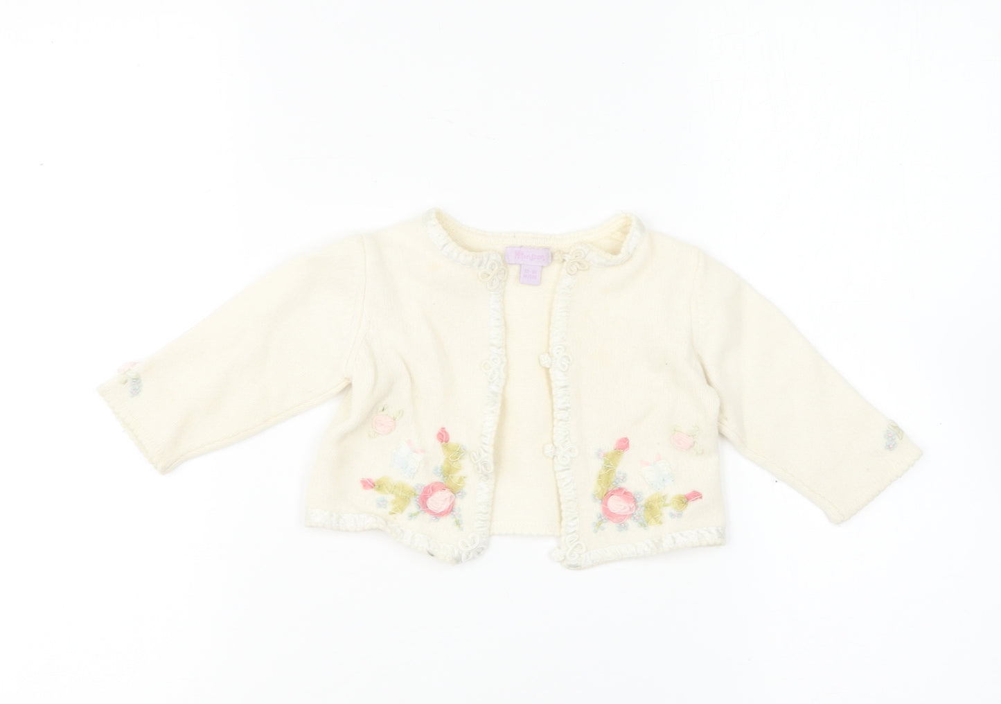 Monsoon Girls Ivory Acrylic Cardigan Jumper Size 12-18 Months Button