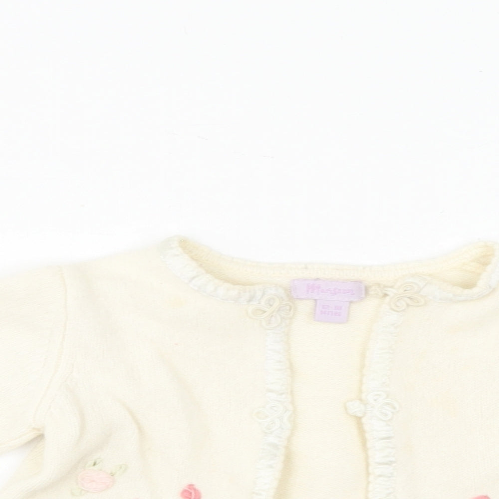 Monsoon Girls Ivory Acrylic Cardigan Jumper Size 12-18 Months Button